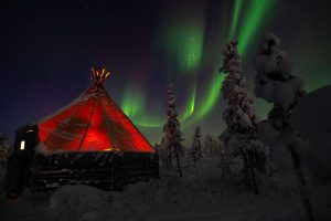Tipi under the Northern Lights