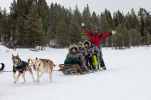 Cheering on the sled